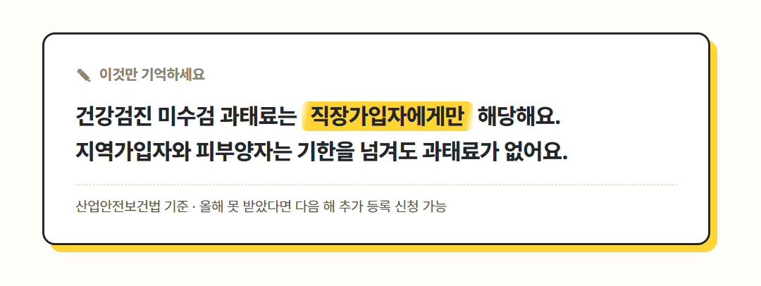 건강검진 미수검 과태료는 직장가입자만 해당한다는 핵심 문장
